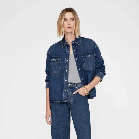Anine Bing Paxton Denim Blue Shirt Size Small - Picture 1 of 5